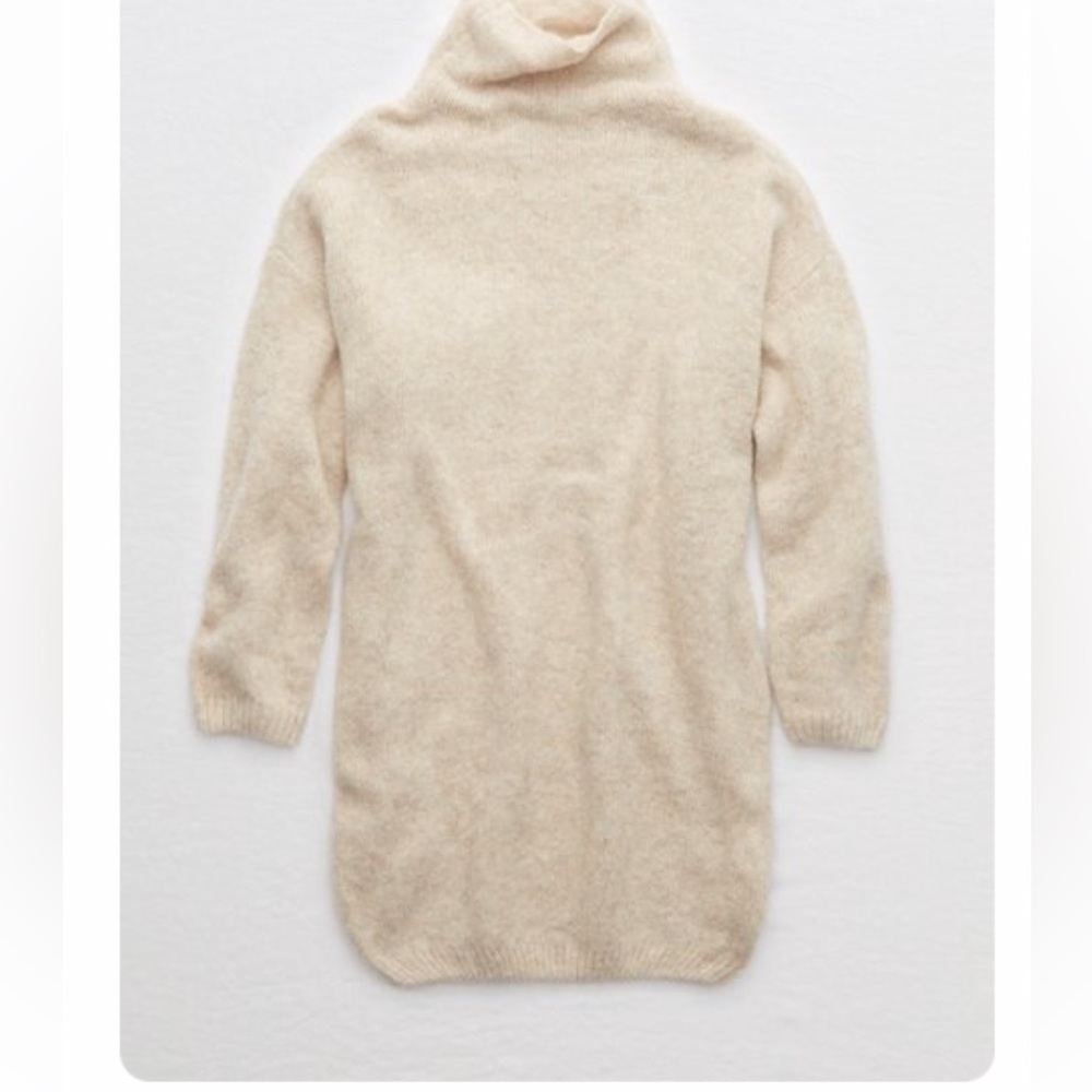 Aerie Turtleneck Sweater Dress Tan